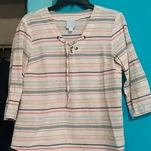 Small ladies v neck tie shirt Sunday